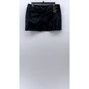 ZARA Women's Black Faux-Leather A-Line Grunge Mini Skirt SZ M